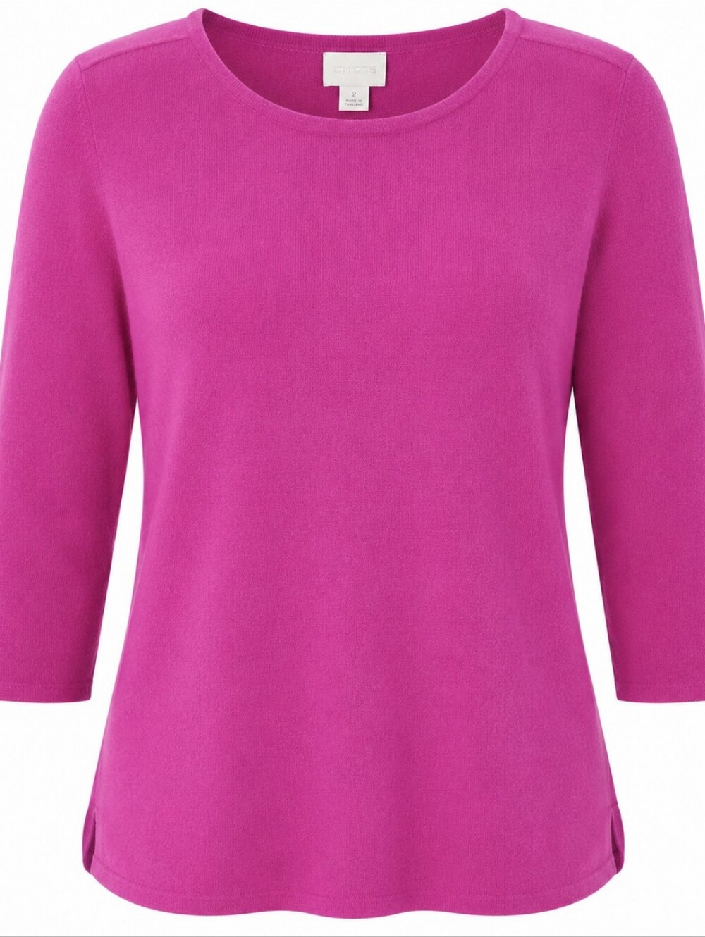 CHICO'S |‎ Pink Cashmere Blend Crew Neck Knit Sweater Soft Luxe Pullover | L 12